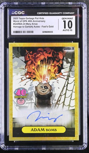 Garbage Pail Kids: Adam Bomb #GARBA-24 Fool's Gold Autograph 48/50